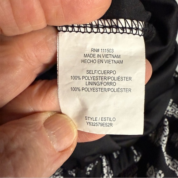 A.U.W. On/Off Shoulder Jumpsuit Black/White Print Wide Leg Bows Women’s Size 10 - Picture 13 of 14